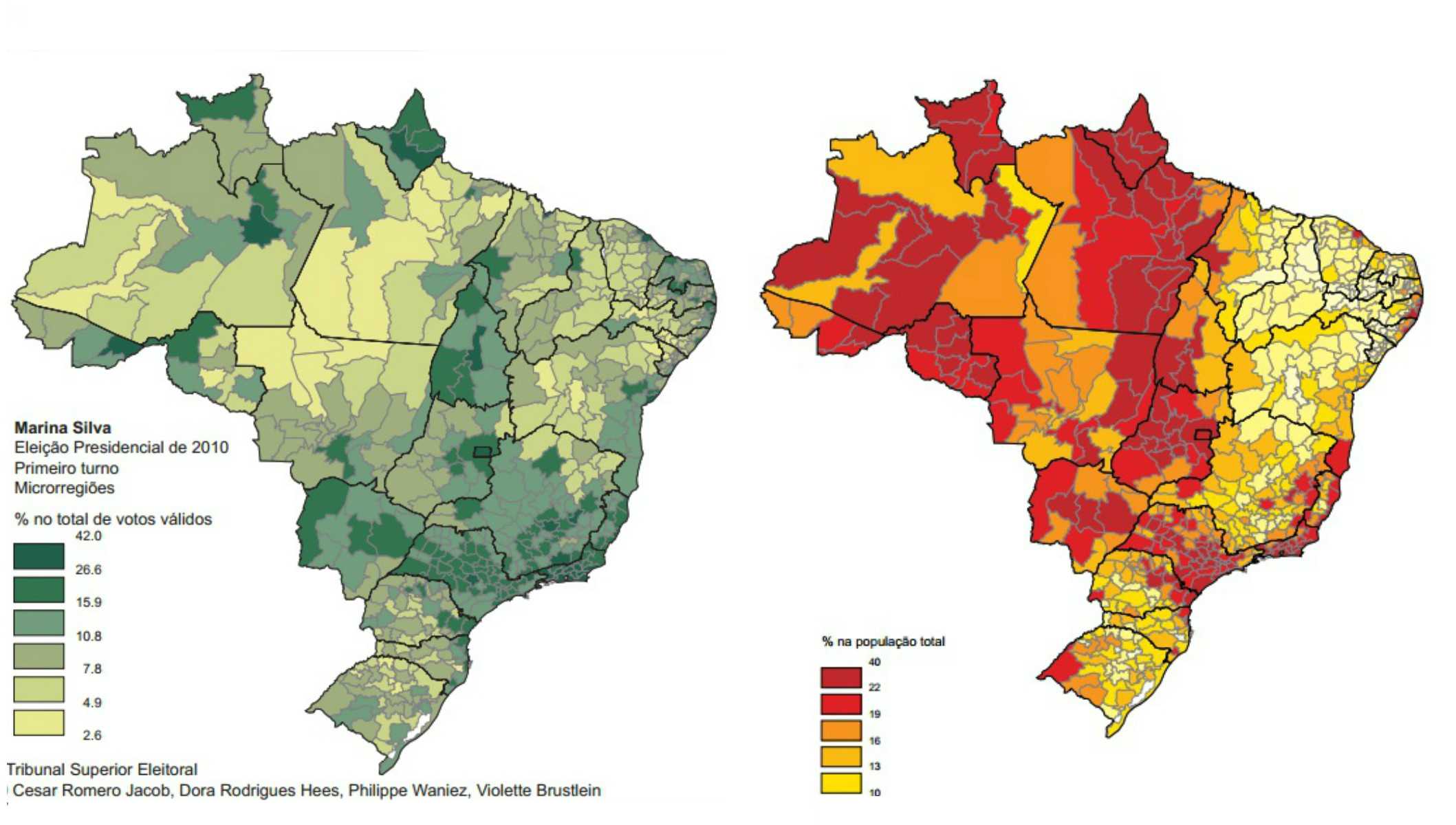 Mapa evangélicos X votos de Marina